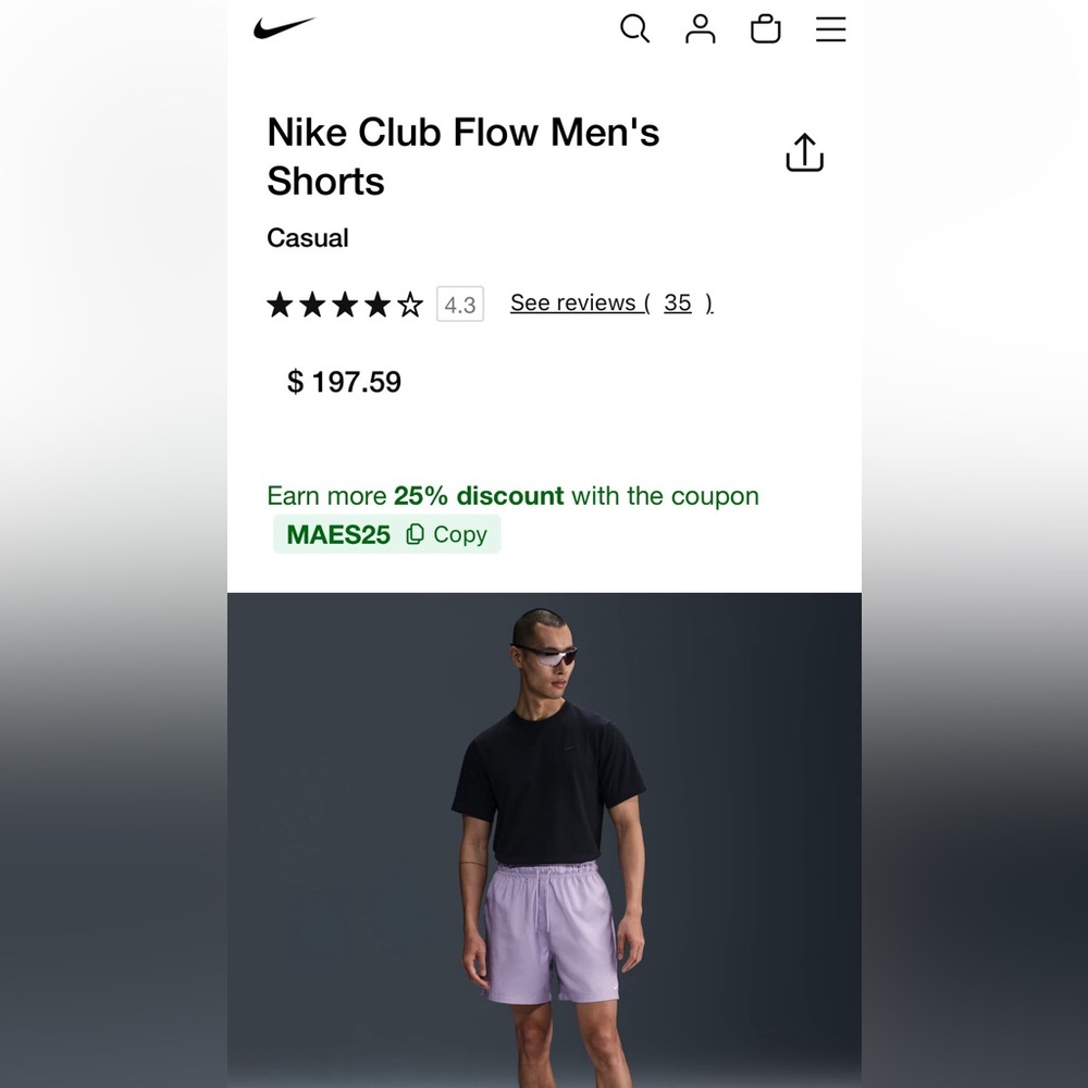 Nike Men’s Lavender Athletic Shorts